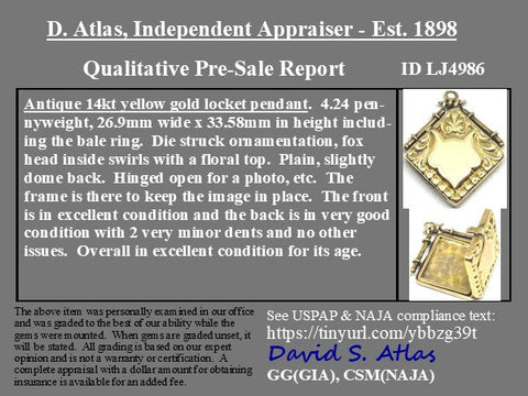 Antique Engraved Fox Locket