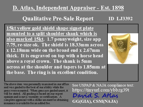 Antique Engraved Shield Conversion Ring