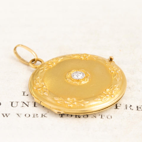 Antique French Diamond Floral Circle Locket