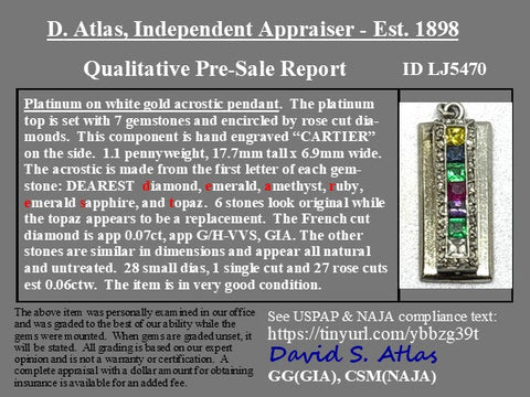 Antique Gemstone "DEAREST" Acrostic Charm, by Cartier