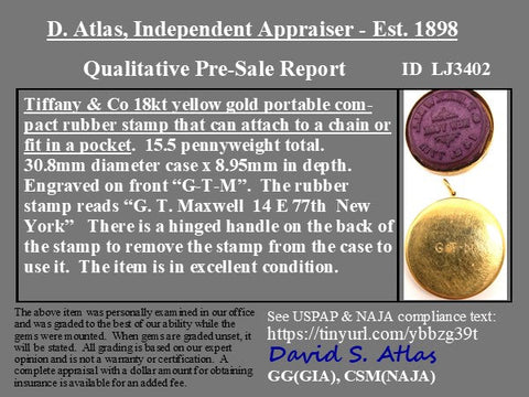 Antique Gold Charrm/Pendant Address Stamp by Tiffany & Co.