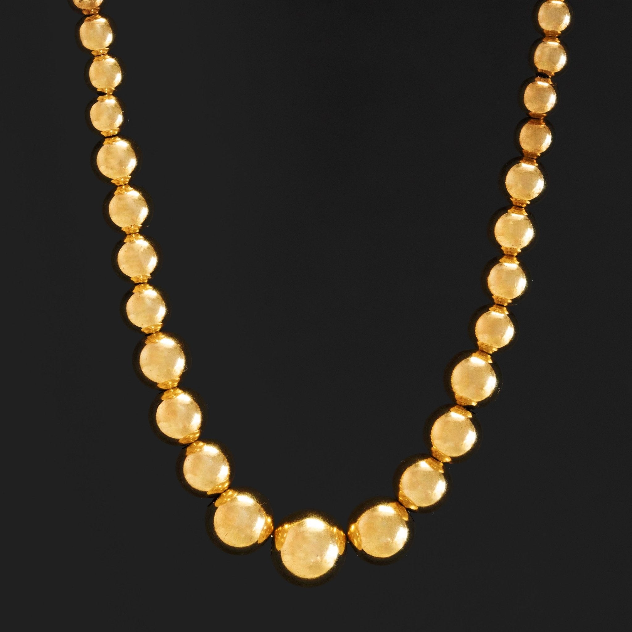 Antique Graduated Gold Bead Necklace, French
