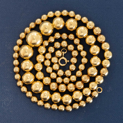 Antique Graduated Gold Bead Necklace, French