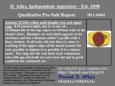 Antique High Karat Intaglio Ring