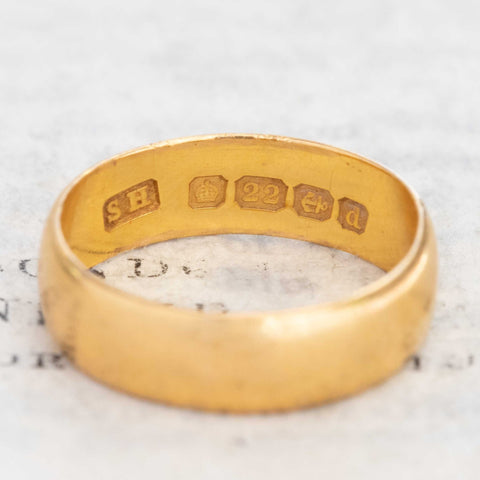 Antique High Karat Wide Wedding Band, English