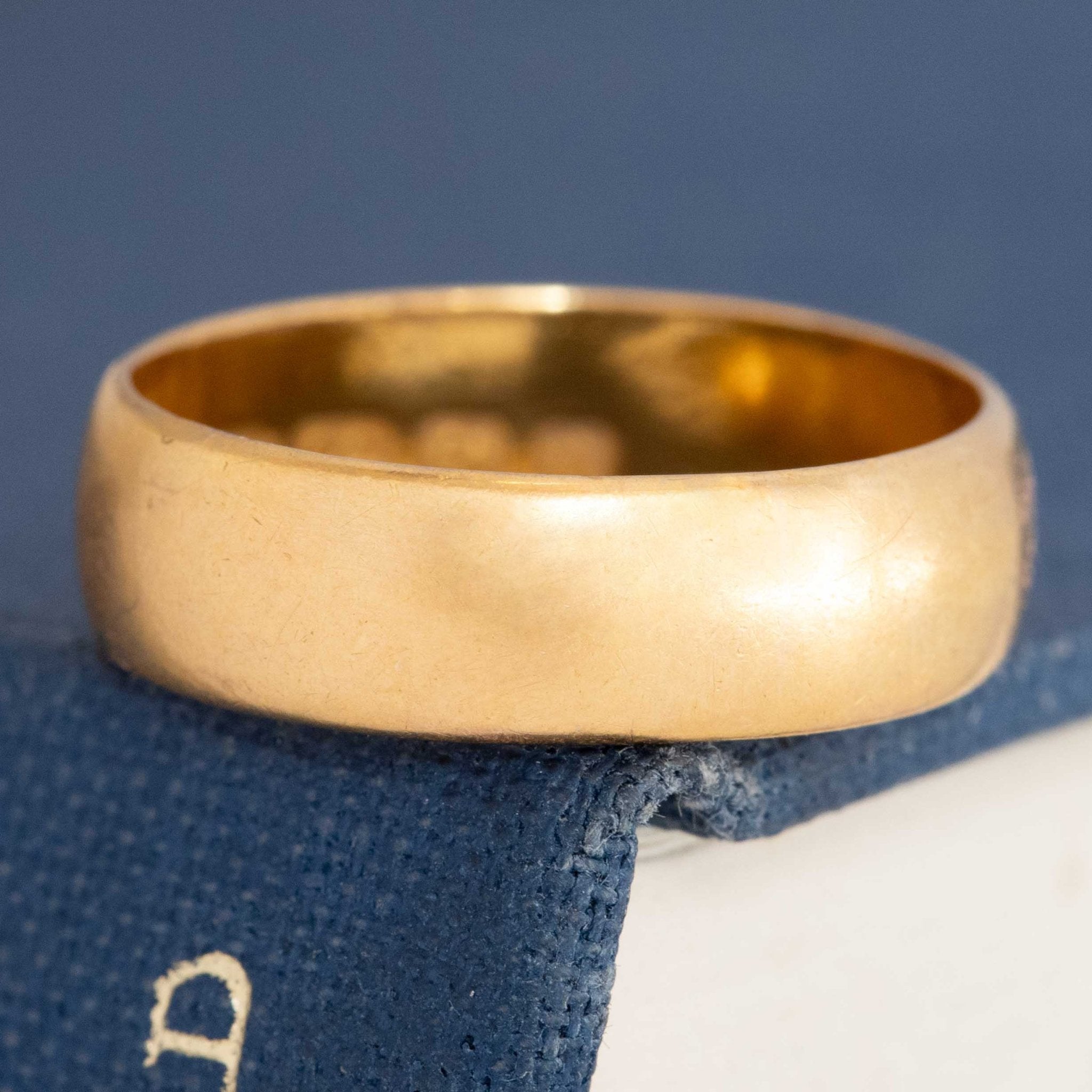 Antique High Karat Wide Wedding Band, English