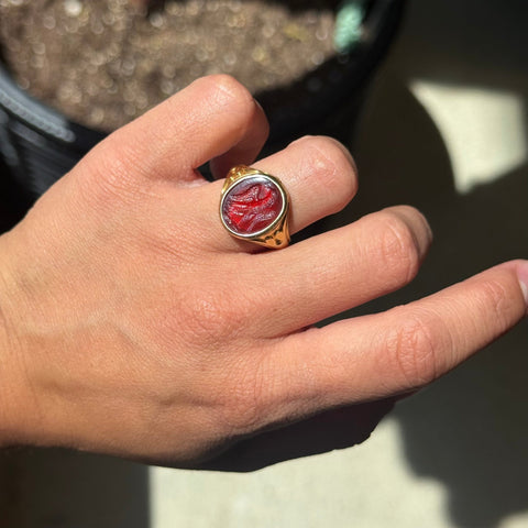 Antique Intaglio Sardonyx Poison Ring