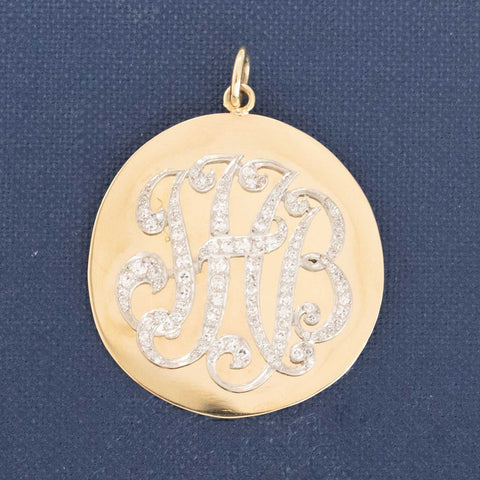 Antique JHB Monogram Diamond Medallion Pendant