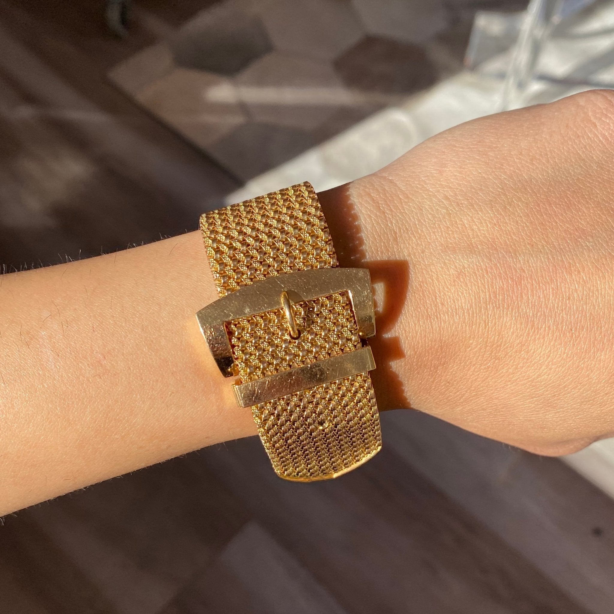 Antique Mesh Buckle Bracelet, French