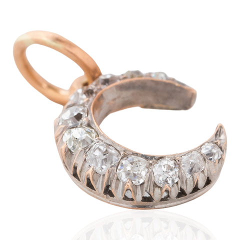 Antique Old Cut Diamond Crescent Charm