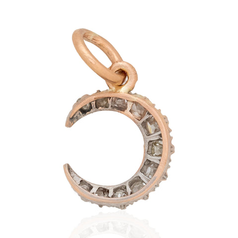 Antique Old Cut Diamond Crescent Charm
