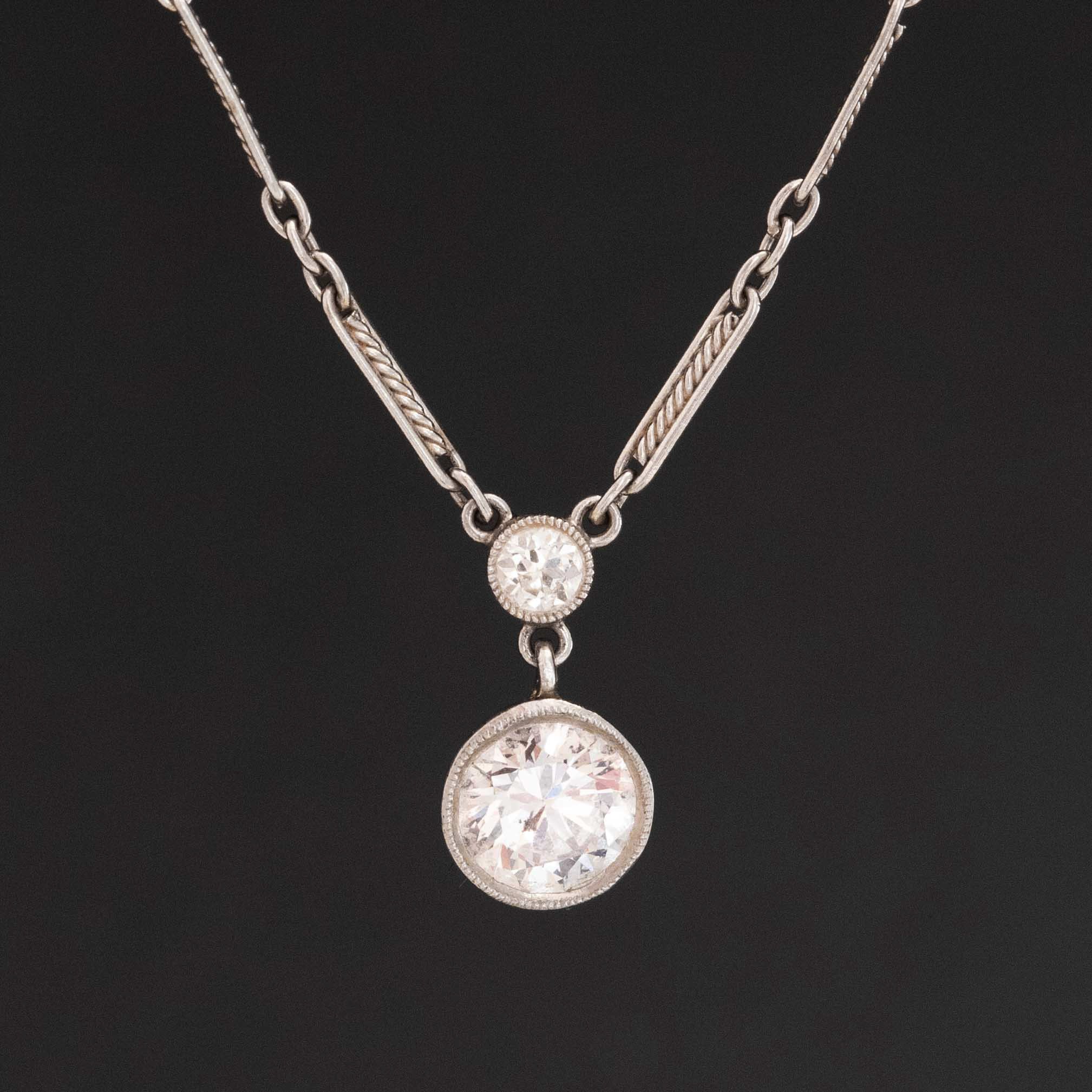 Antique Old Cut Diamond Drop Necklace