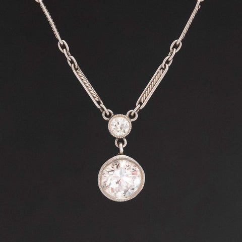 Antique Old Cut Diamond Drop Necklace
