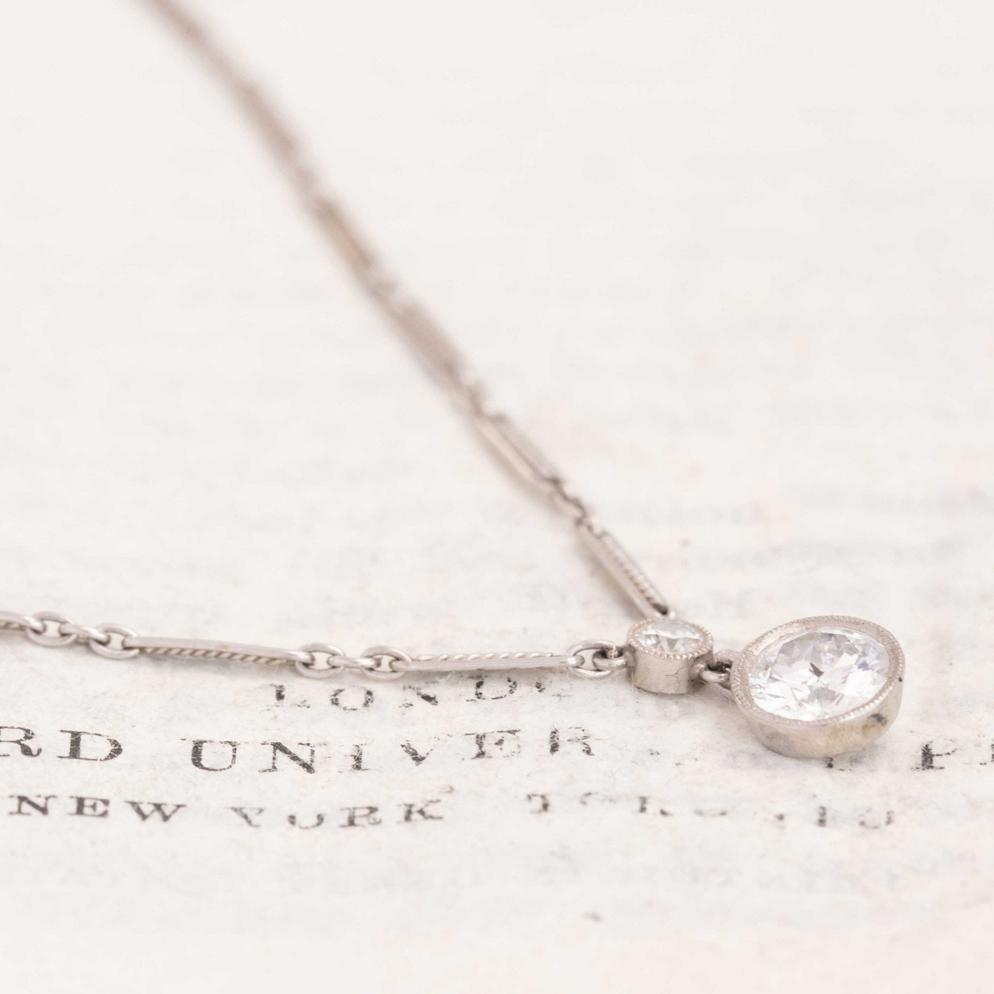 Antique Old Cut Diamond Drop Necklace