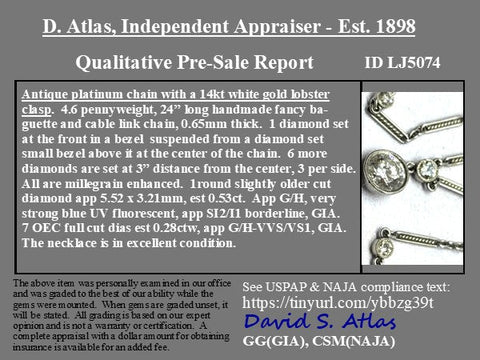 Antique Old Cut Diamond Drop Necklace
