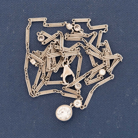 Antique Old Cut Diamond Drop Necklace