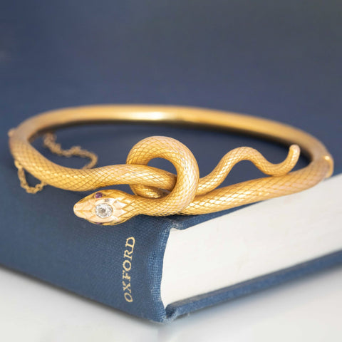 Antique Old Cut Diamond Serpent Bangle