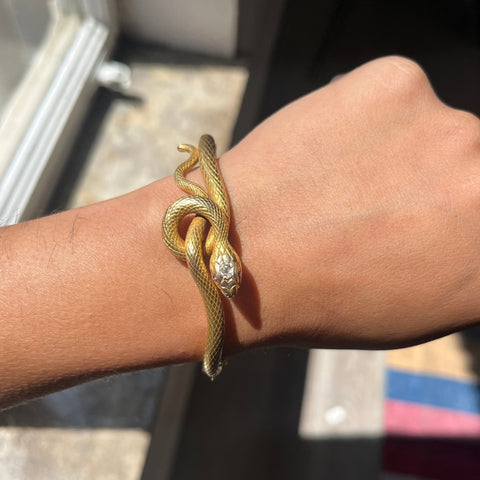Antique Old Cut Diamond Serpent Bangle