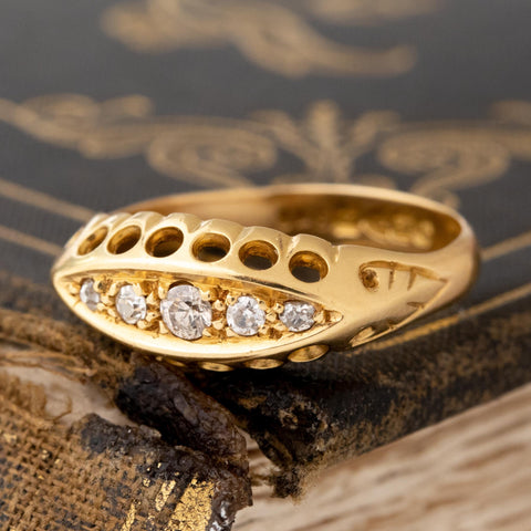 Antique Old European Cut Diamond 5-Stone Band, English
