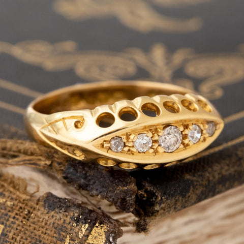 Antique Old European Cut Diamond 5-Stone Band, English