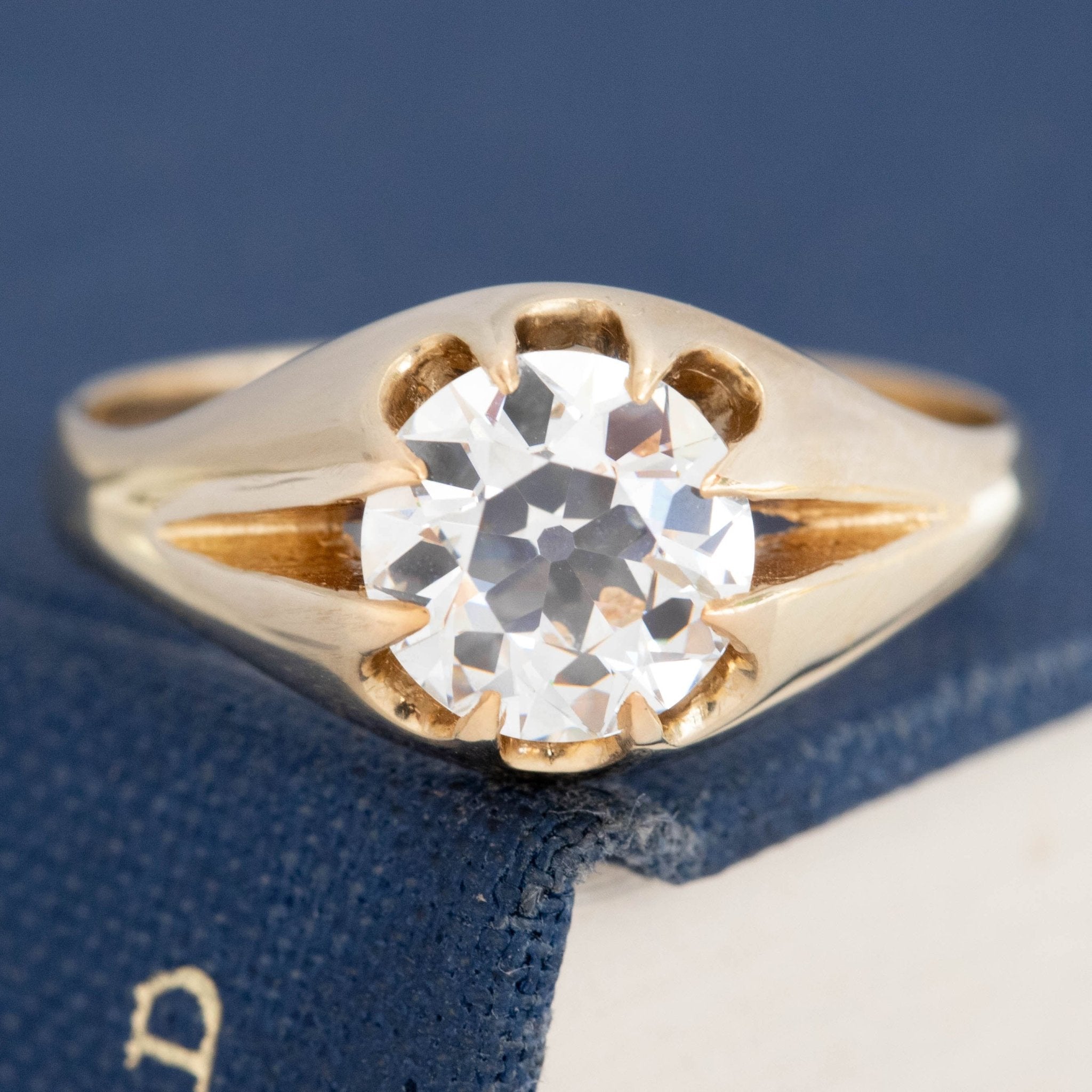 Antique Old European Cut Diamond Belcher Ring, English