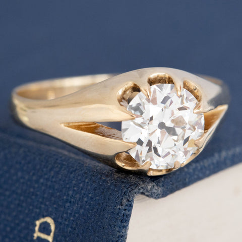 1.60ct Antique Old European Cut Diamond Belcher Ring, English