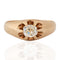 Antique old mine cut diamond belcher solitaire ring in 14kt yellow gold
