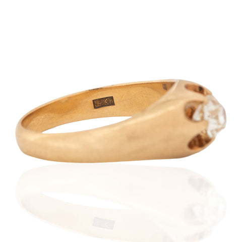Antique old mine cut diamond belcher solitaire ring in 14kt yellow gold – alternate view 4