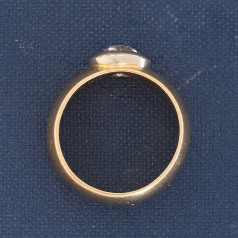1.13ct Antique Oval Old Mine Cut Diamond Wide Bezel Solitaire