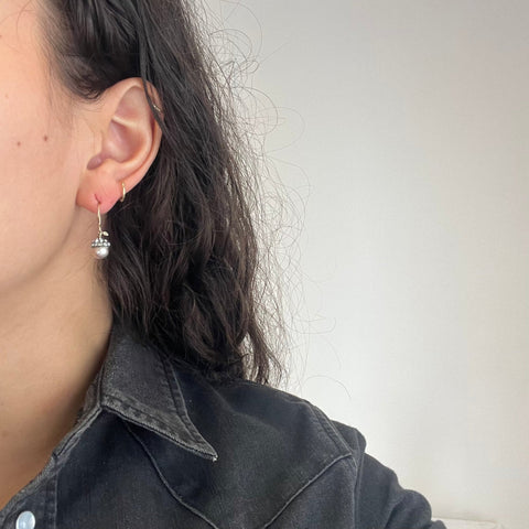 Antique Paste Acorn Drop Earrings