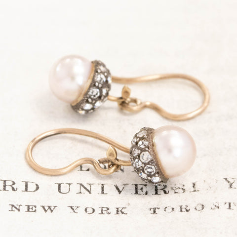 Antique Paste Acorn Drop Earrings