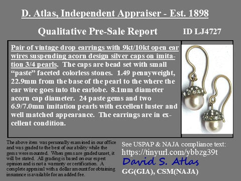 Antique Paste Acorn Drop Earrings