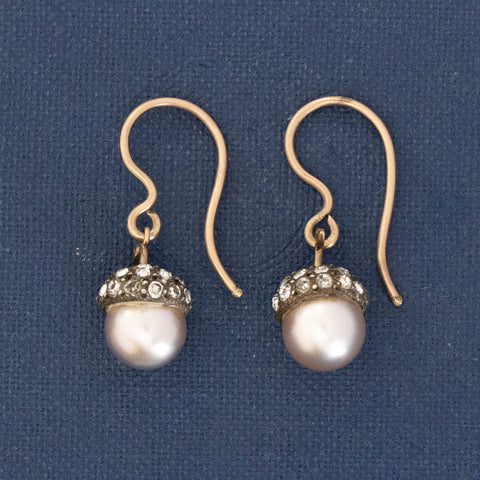 Antique Paste Acorn Drop Earrings