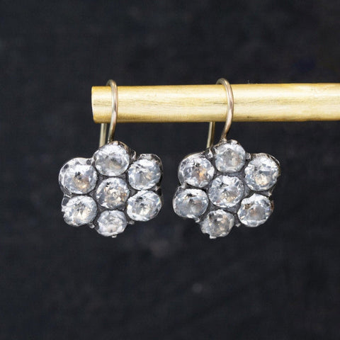 Antique Paste Cluster Drop Earrings