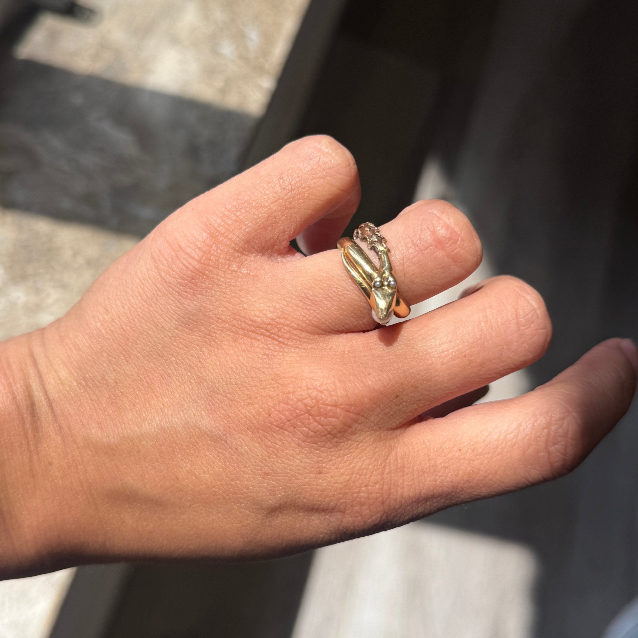 Antique Pearl Serpent Wrap Ring