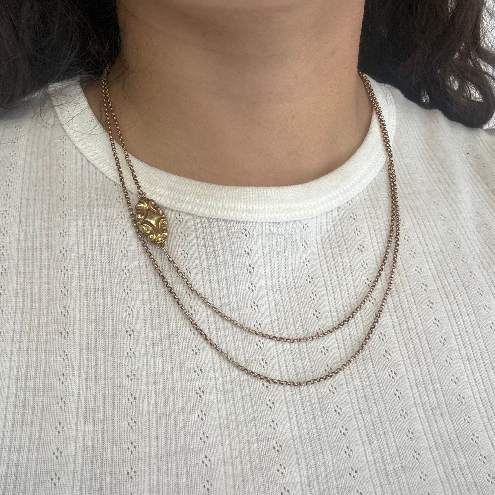 Antique Rolo Long Chain Necklace