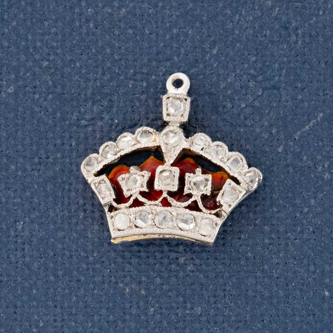 Victorian Rose Cut Diamond Crown Charm