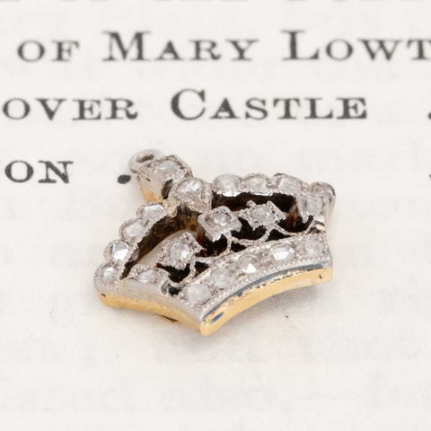 Victorian Rose Cut Diamond Crown Charm