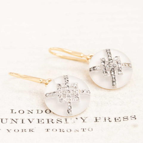 Antique Rose Cut Diamond Rock Crystal Drop Earrings