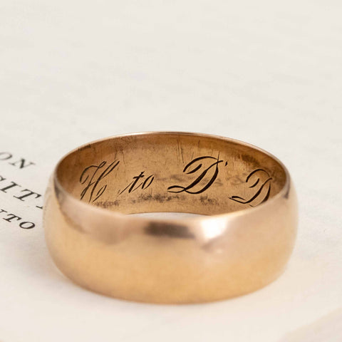 Antique Rose Gold Band, 7.70mm Wide