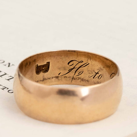 Antique Rose Gold Band, 7.70mm Wide