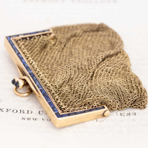 2.95ctw Antique Sapphire Mesh Purse Pendant