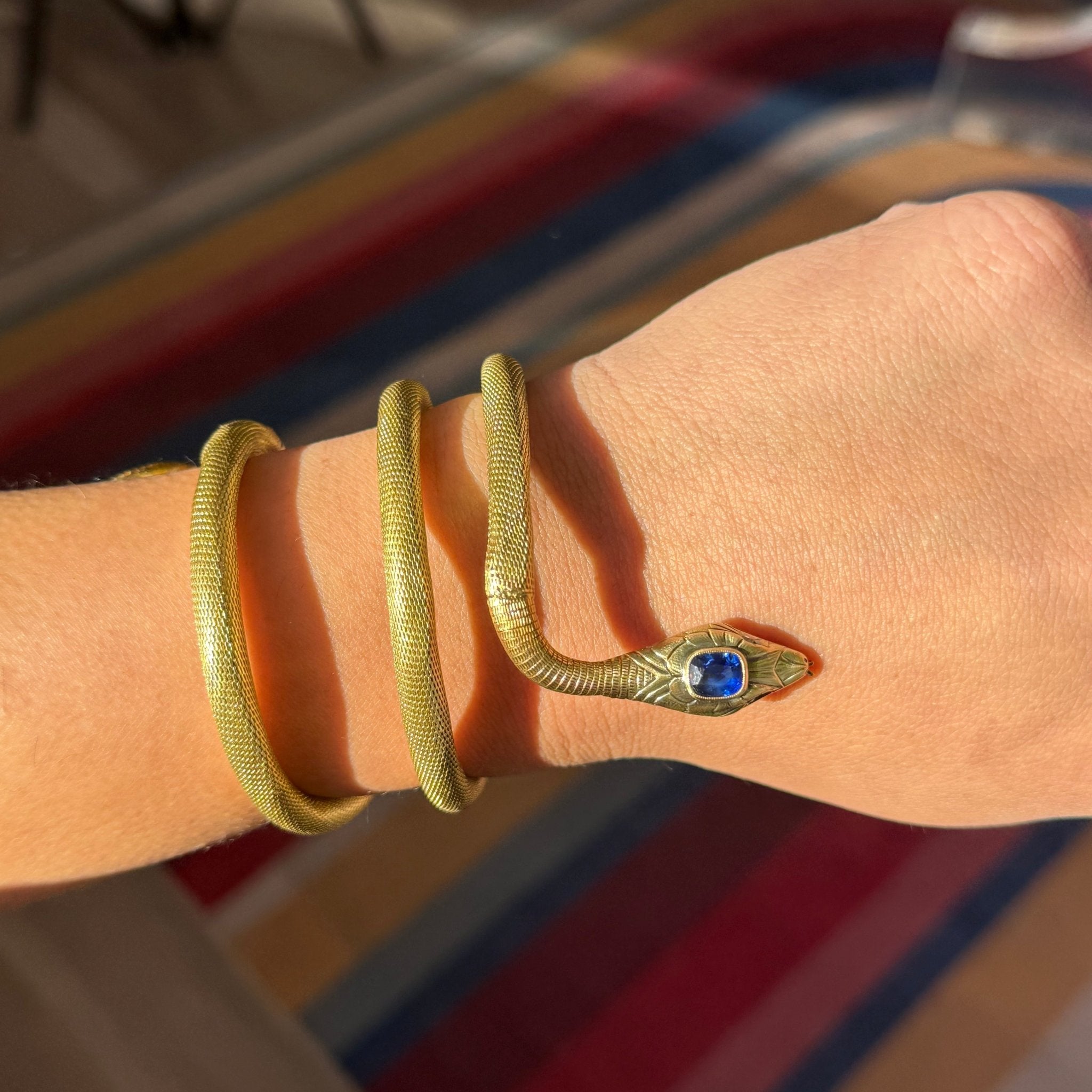 Antique Sapphire Serpent Wrap Bracelet