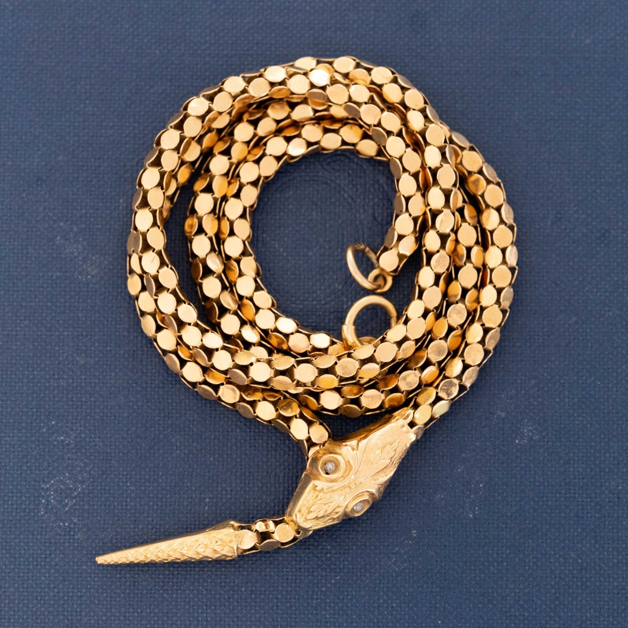 Victorian gold snake chain with engraved details