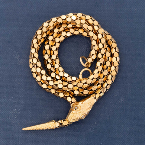 Victorian gold snake chain with engraved details
