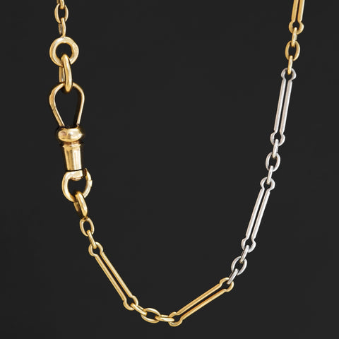 Antique Two-Tone Fancy Link Necklace, French