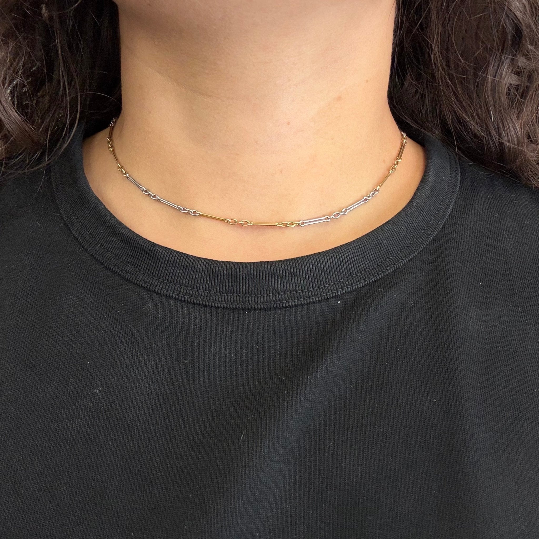 Antique Two-Tone Fancy Link Necklace, French