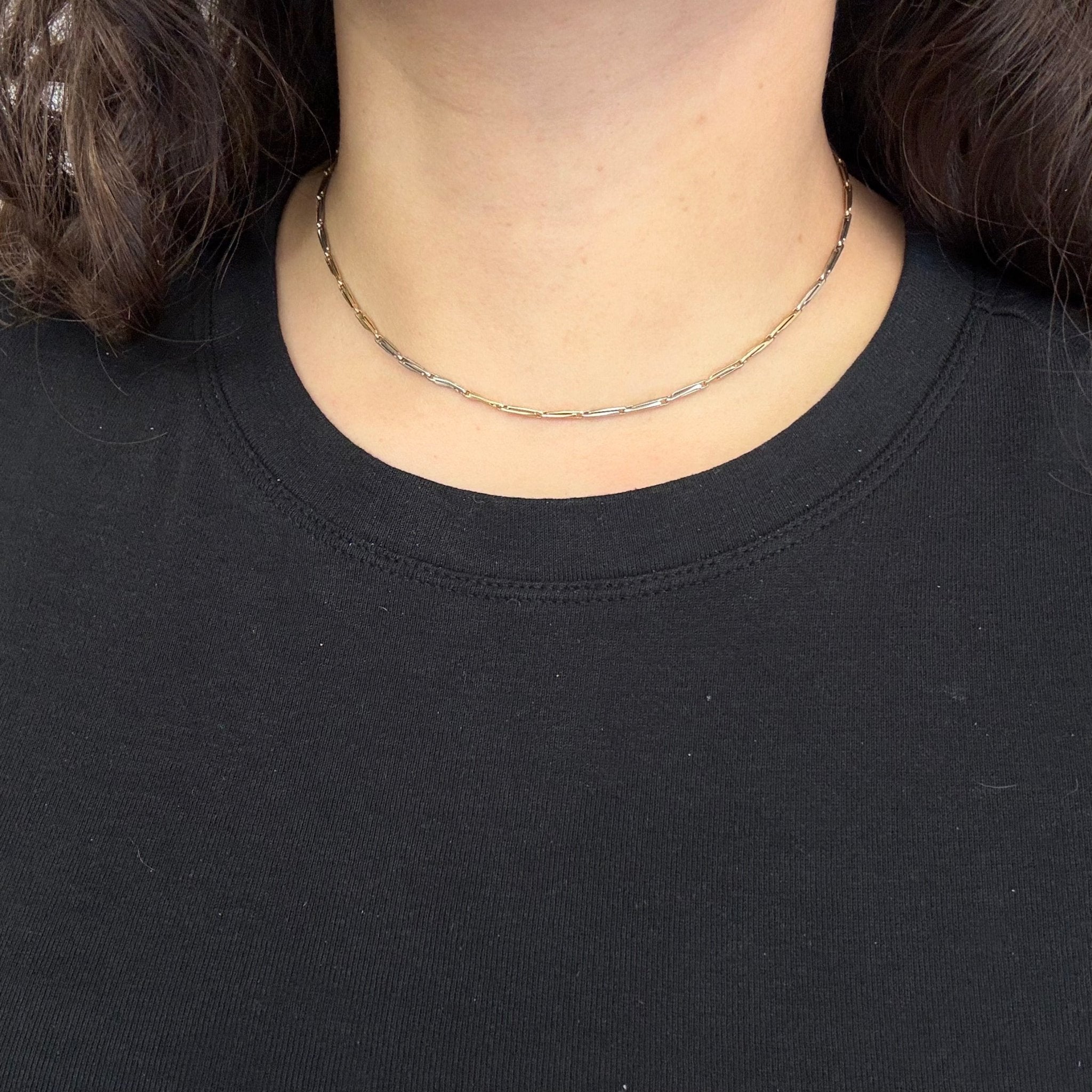 Antique Two-Tone Needlepoint Chain Necklace