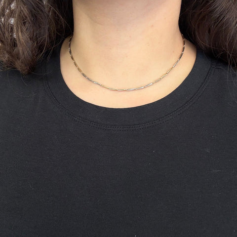 Antique Two-Tone Needlepoint Chain Necklace