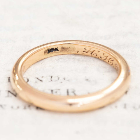 Rare antique 18kt gold wedding ring, collectible heirloom jewelry.